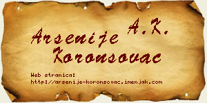 Arsenije Koronsovac vizit kartica